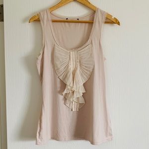 WHBM nude beige pleated bow front detail tank top
